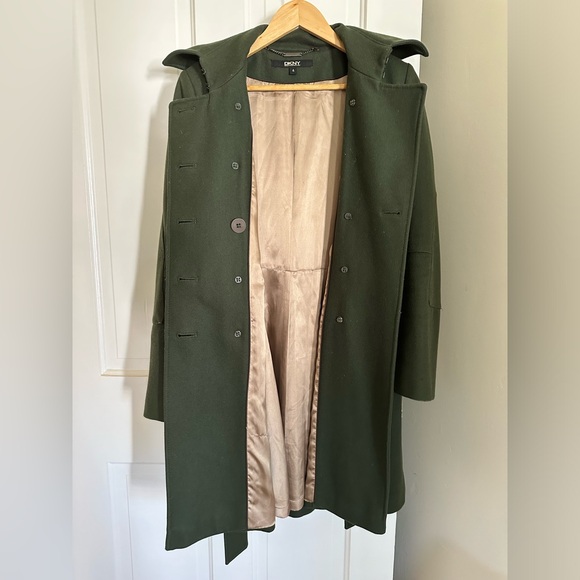 DKNY wool trench pea coat - hunter green - Picture 12 of 15